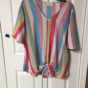 BIBI striped beach shirt- size Large